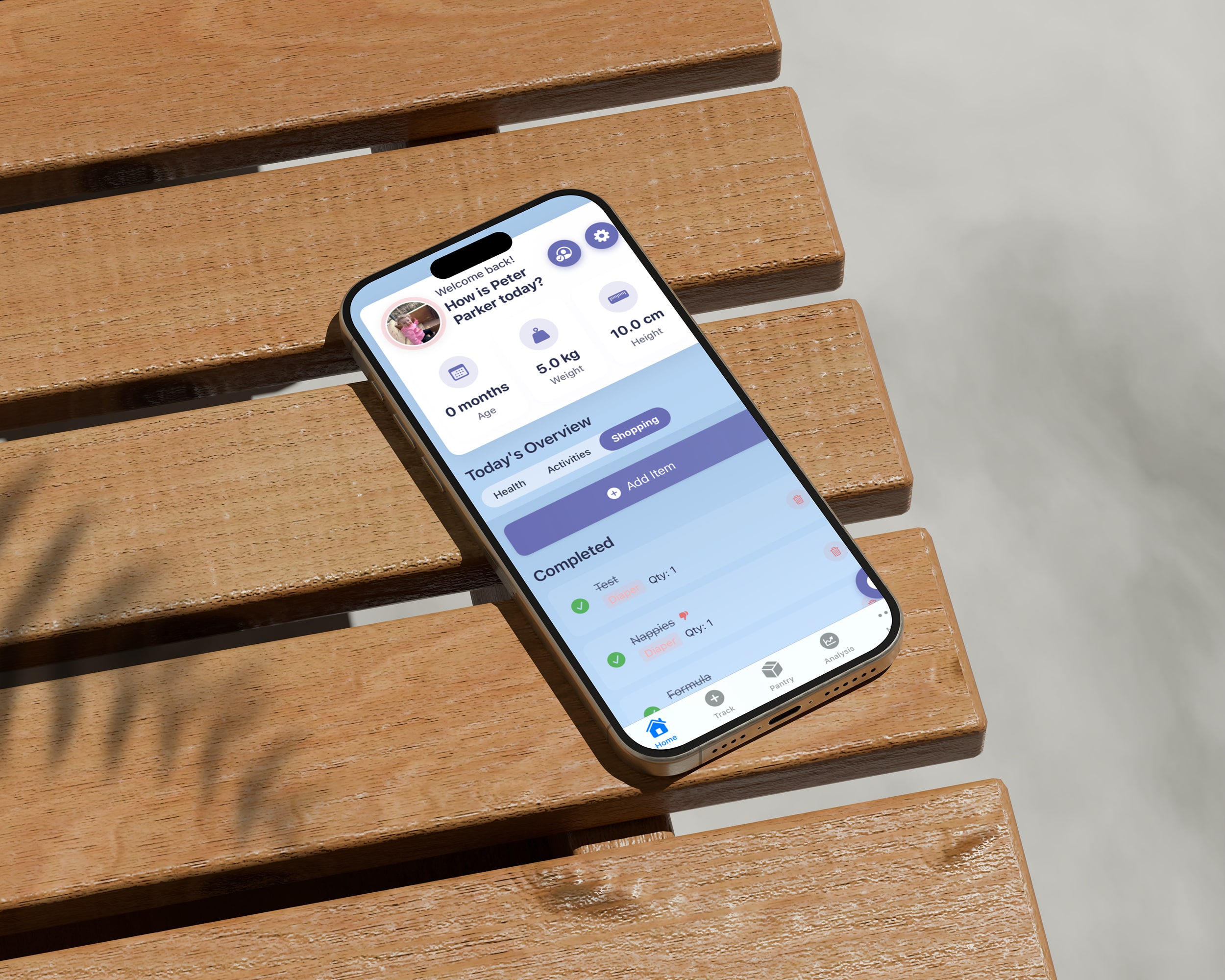 Tiny Tot Tracker App Interface