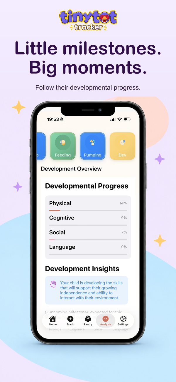 Development overview showing physical, cognitive and social progress